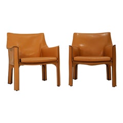 Pair of Mario Bellini for Cassina "Cab 414" Lounge Chairs, Signed, circa 1970s