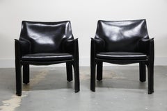 Pair of Mario Bellini for Cassina "Cab 414" Lounge Chairs, Signed, circa 1980s