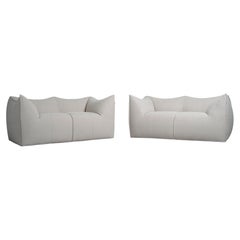 Pair of Mario Bellini Le Bambole Sofas for B&B Italia, Light Grey Canvas, 1976