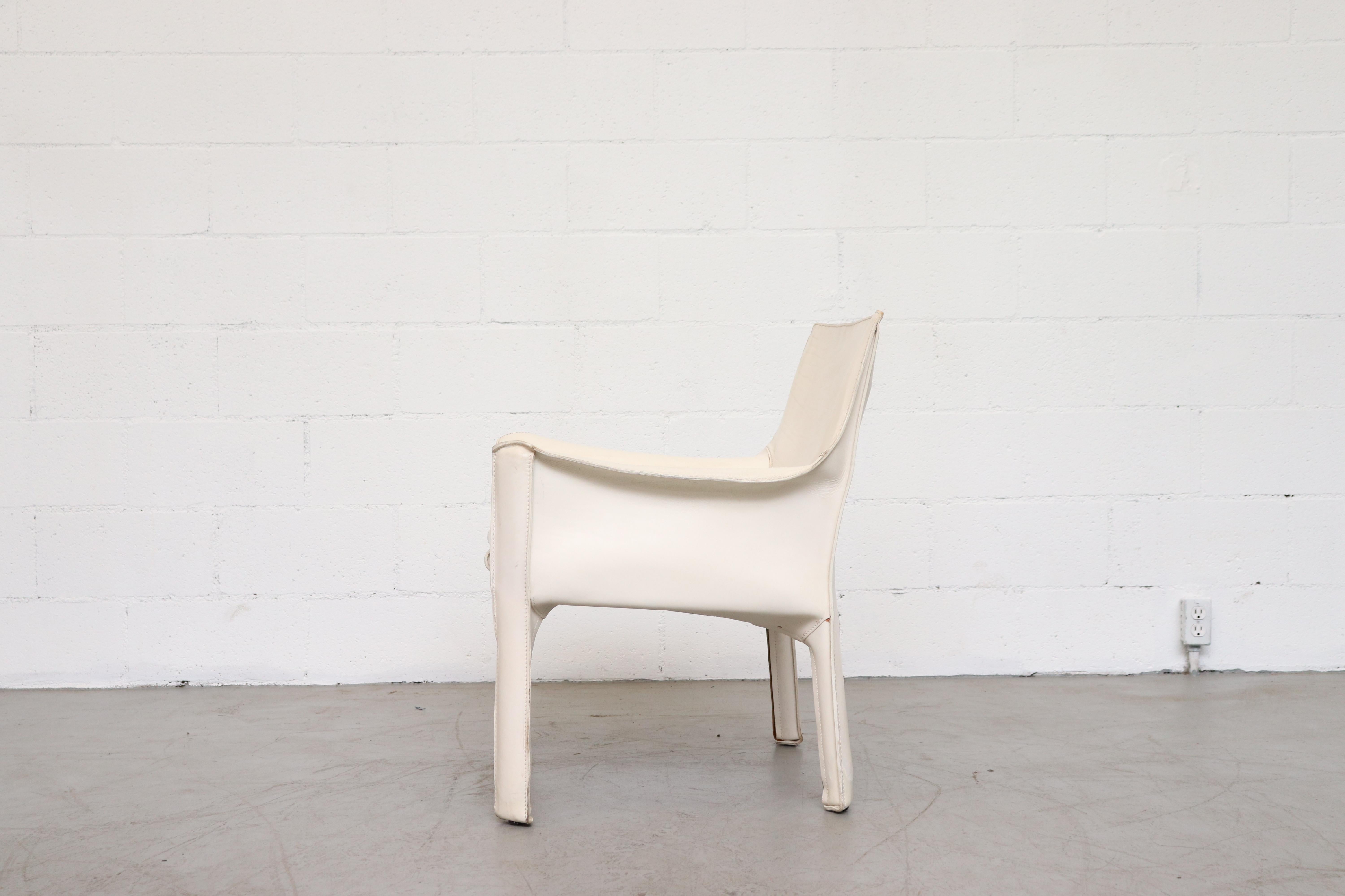 Dutch Pair of Mario Bellini White Leather Cab Chairs for Cassina
