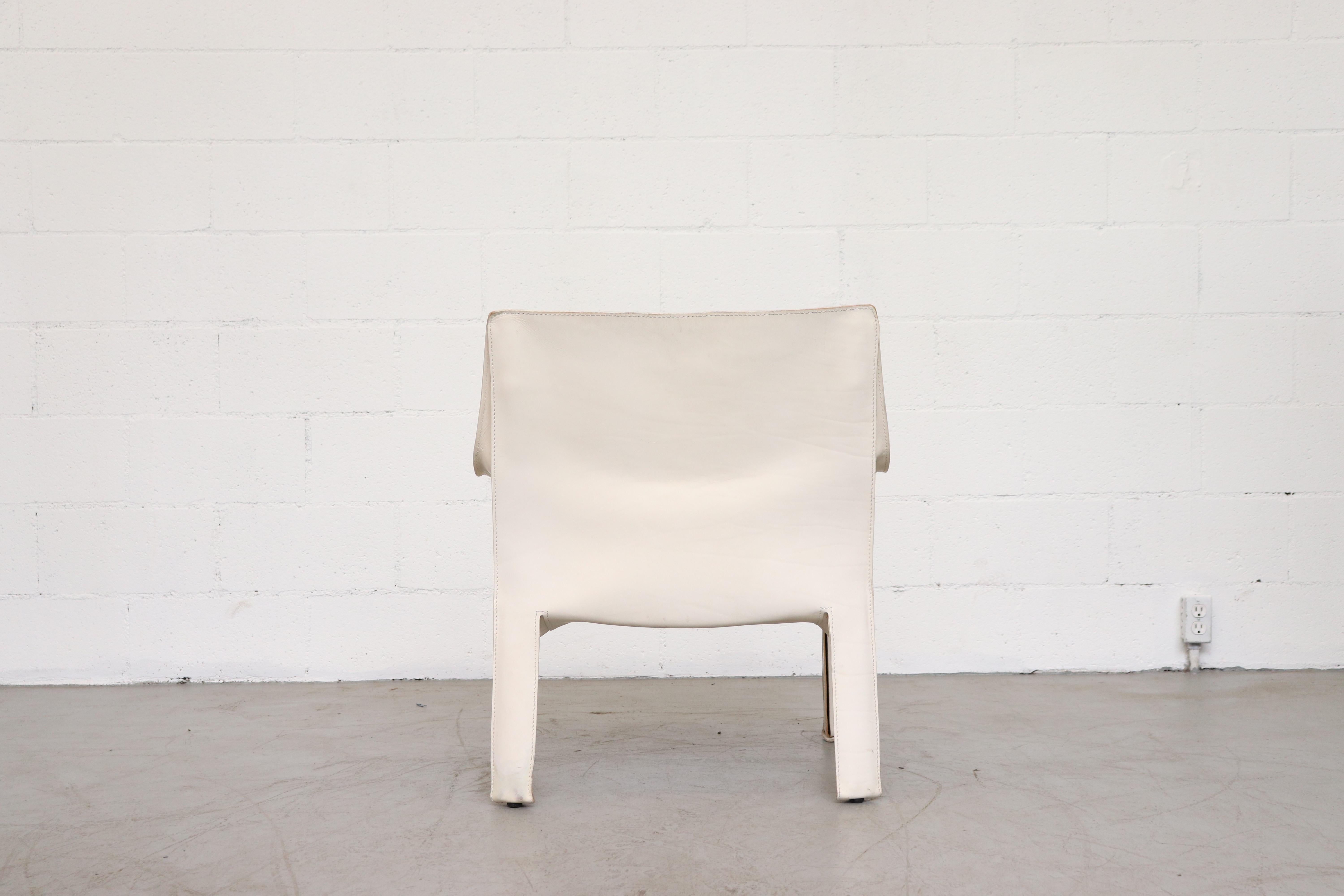 Late 20th Century Pair of Mario Bellini White Leather Cab Chairs for Cassina
