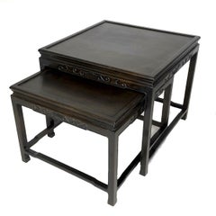 Pair of Mario Buatta for Widdicomb Asian Chinoiserie Ebonized Nesting Tables