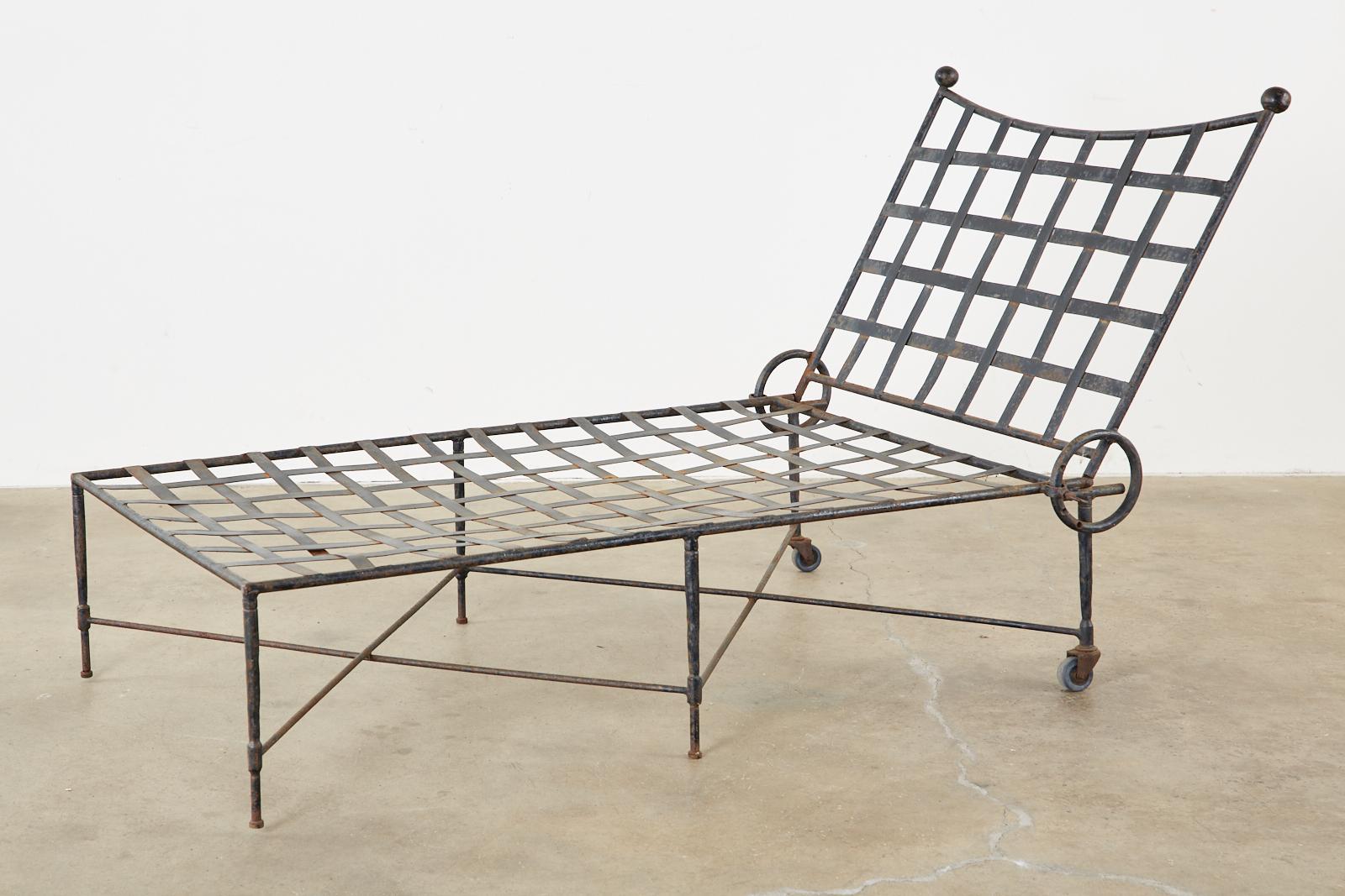 Pair of Mario Papperzini for Salterini Patinated Iron Chaise Lounges 6