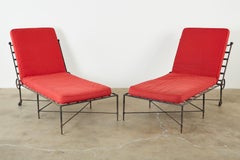 Pair of Mario Papperzini for Salterini Patinated Iron Chaise Lounges
