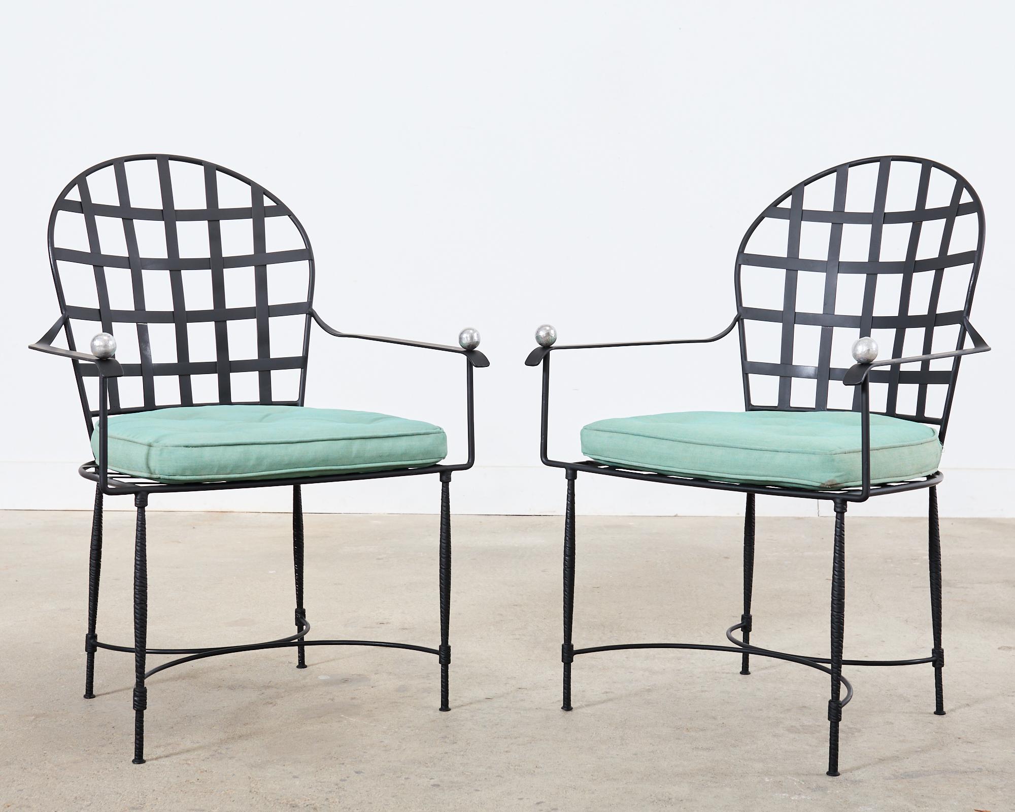 American Pair of Mario Papperzini for Salterini Style Garden Dining Chairs  For Sale