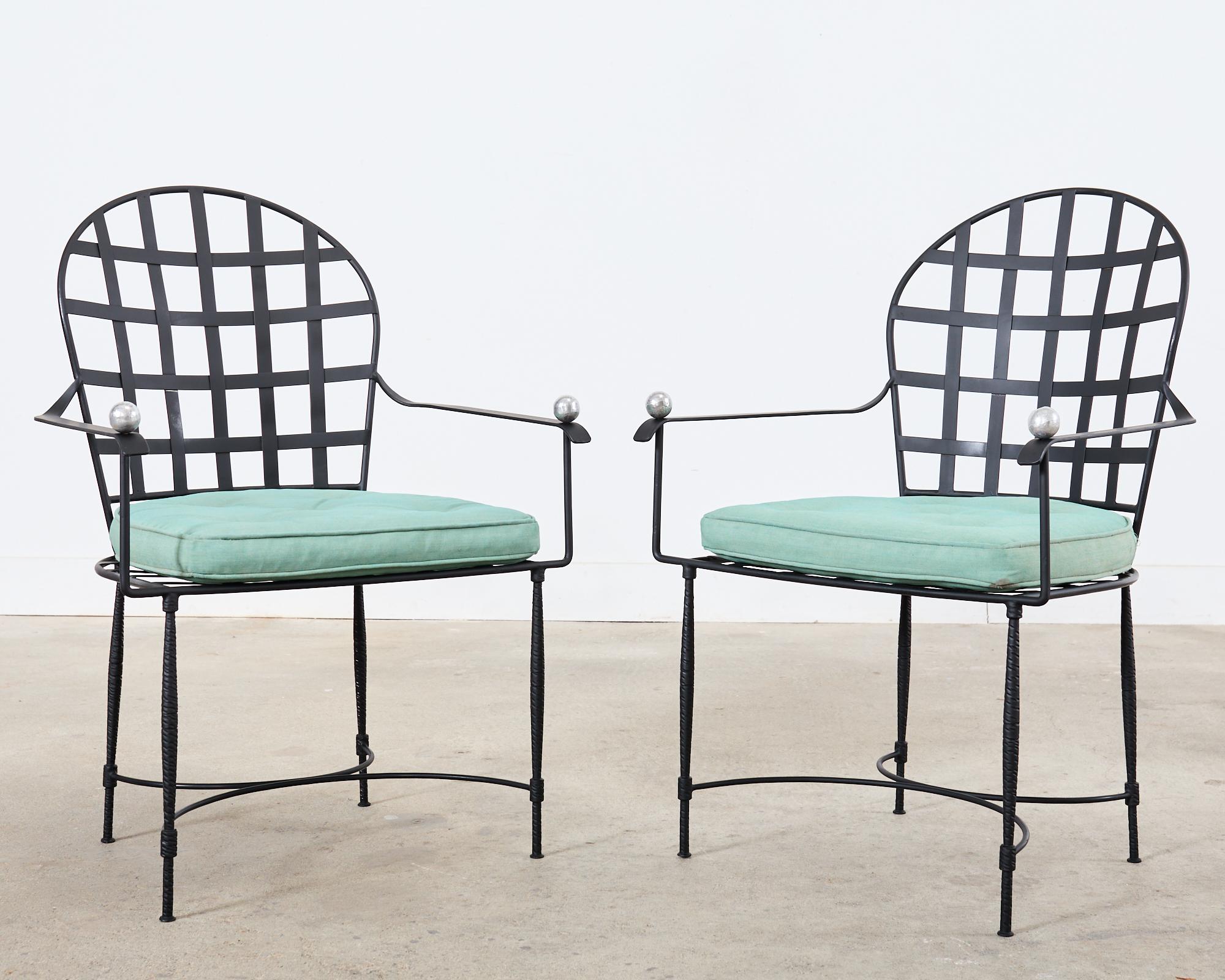 American Pair of Mario Papperzini for Salterini Style Garden Dining Chairs