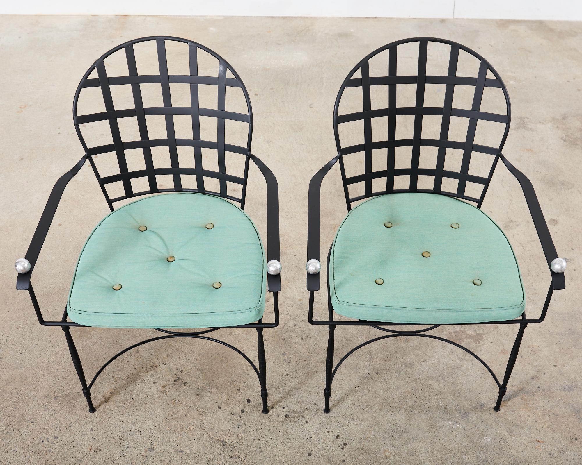 Pair of Mario Papperzini for Salterini Style Garden Dining Chairs  In Good Condition For Sale In Rio Vista, CA