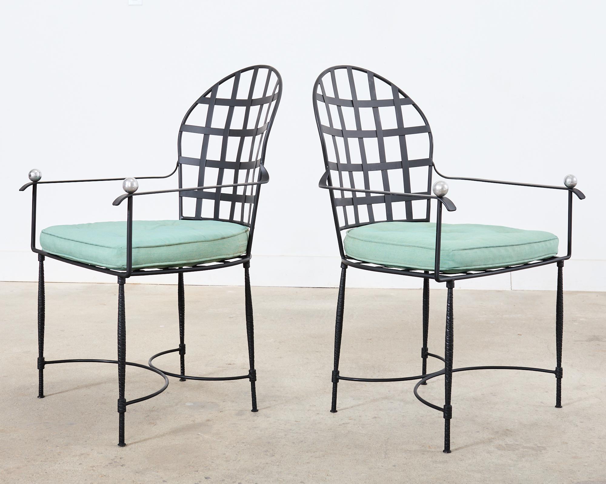 20th Century Pair of Mario Papperzini for Salterini Style Garden Dining Chairs  For Sale