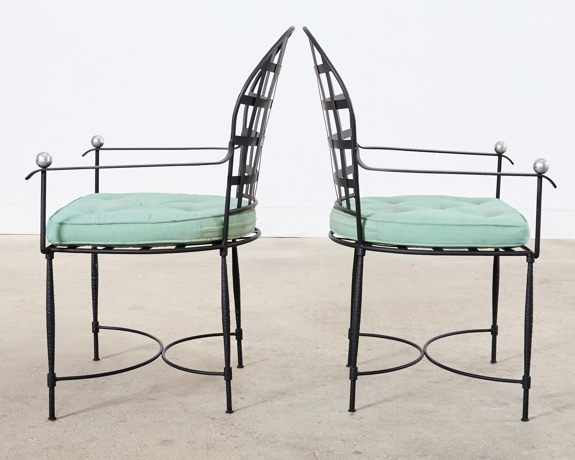 Fabric Pair of Mario Papperzini for Salterini Style Garden Dining Chairs