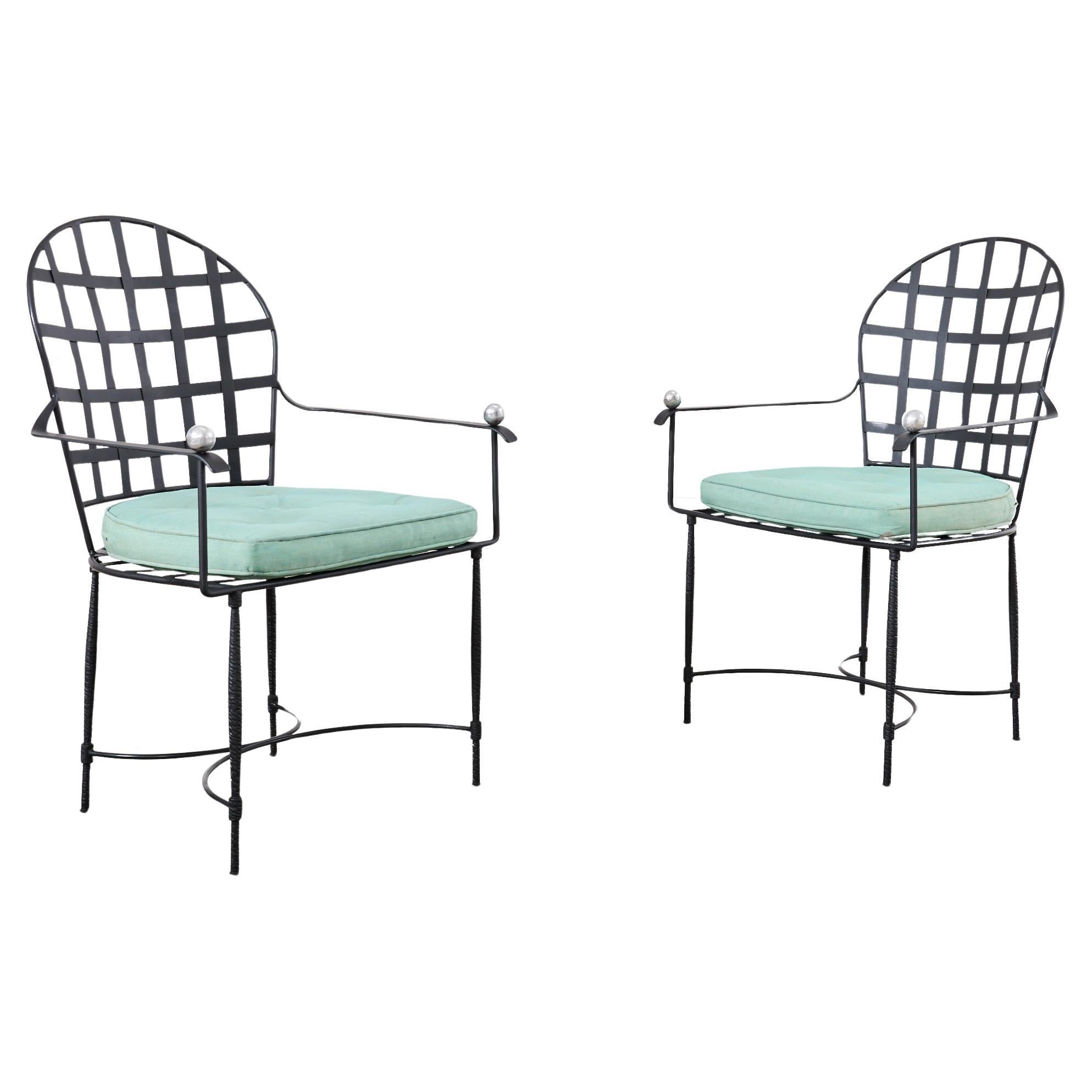 Pair of Mario Papperzini for Salterini Style Garden Dining Chairs  For Sale