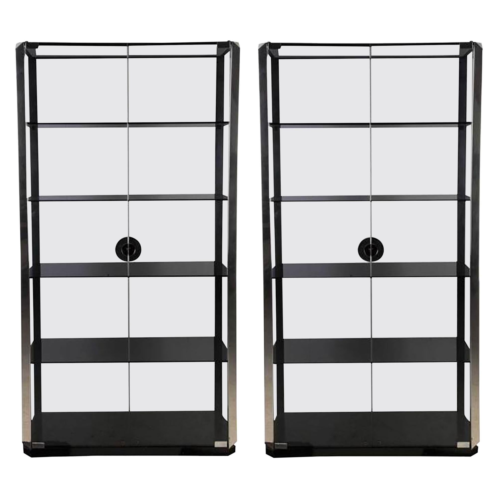 Pair of Mario Sabot Glass Cabinets For Sale