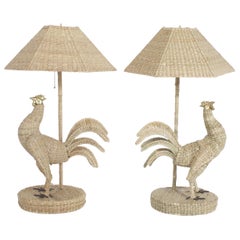 Pair of Mario Torres Rooster Table Lamps