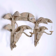 Pair of Mario Torres Wicker Monkey Sconces