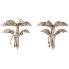Pair of Mario Torres Wicker Monkey Sconces