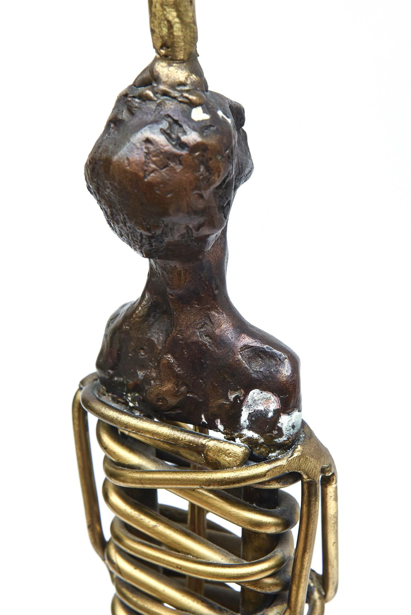 Mario Villa Signed Bronze Mixed Metals Male and Female Nefertiti Table Lamps 10