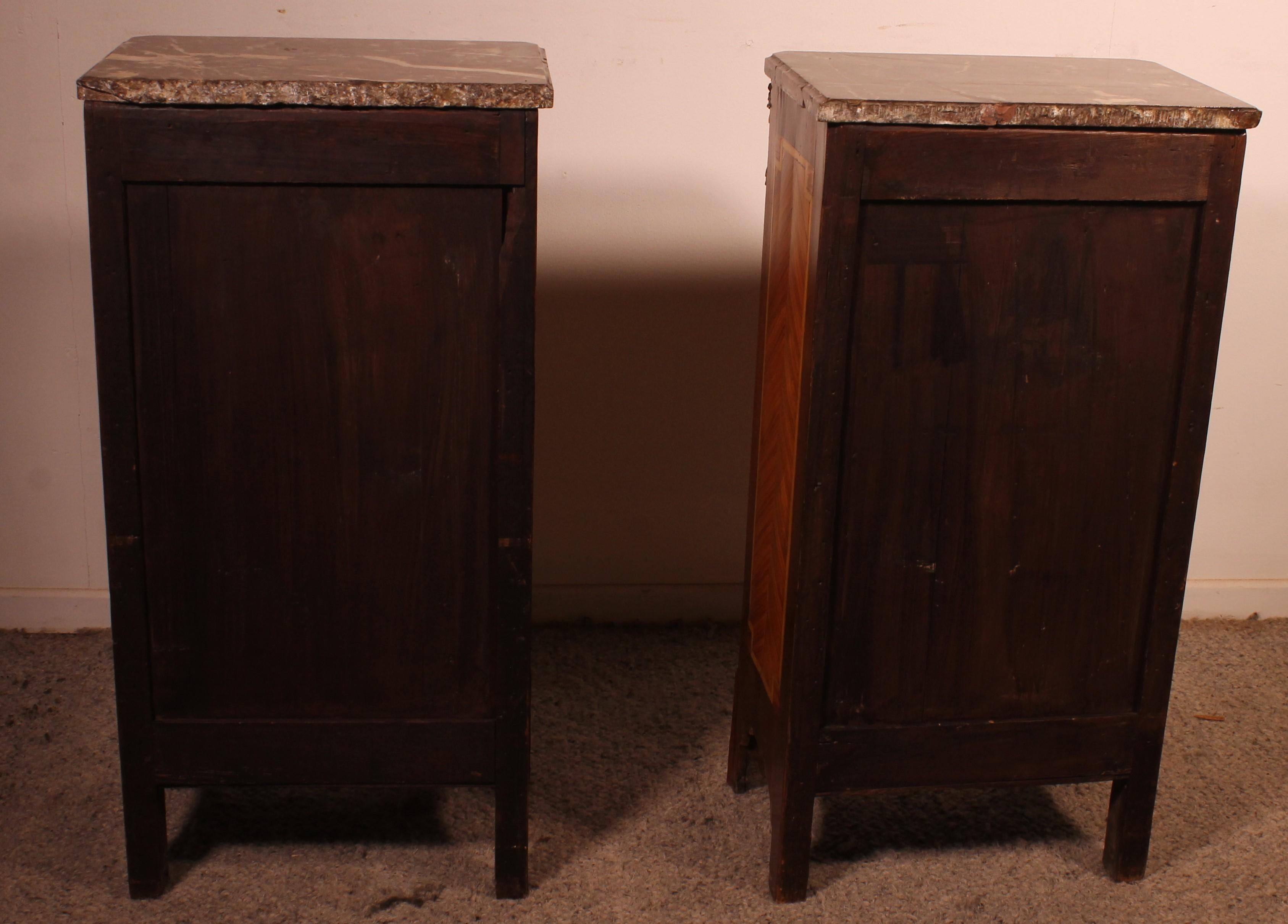 Pair Of Marquetry Bedside Tables - 18th Century From France For Sale 5