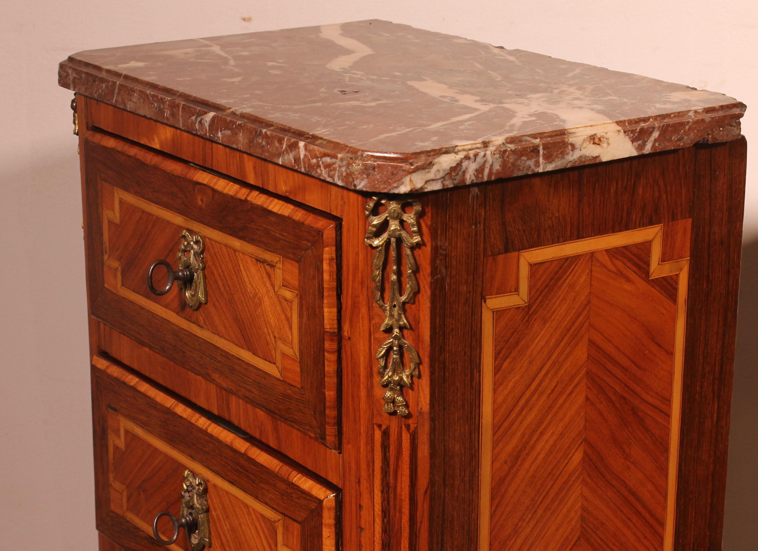 Pair Of Marquetry Bedside Tables - 18th Century From France For Sale 9