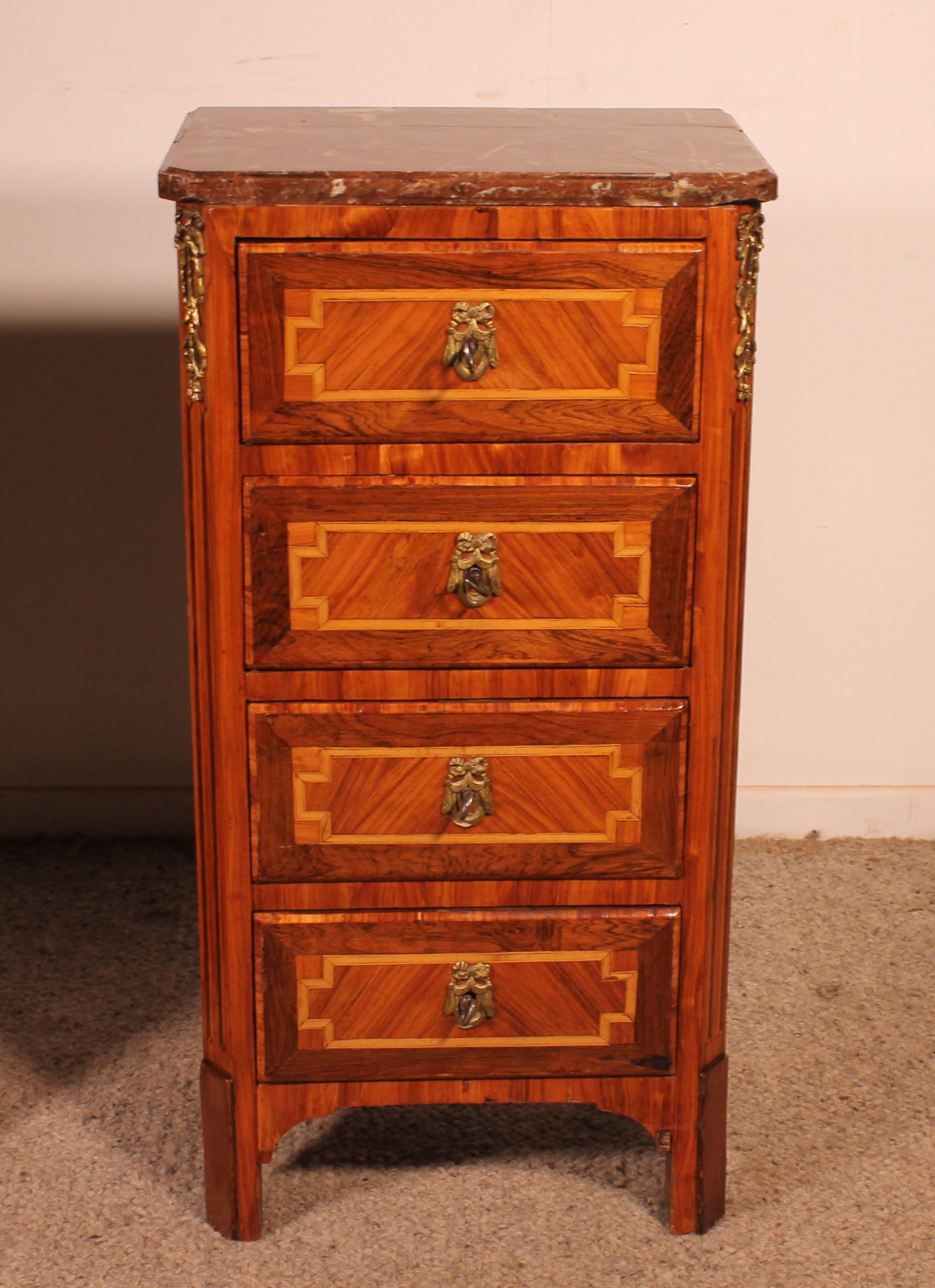 Louis XV Pair Of Marquetry Bedside Tables - 18th Century From France For Sale