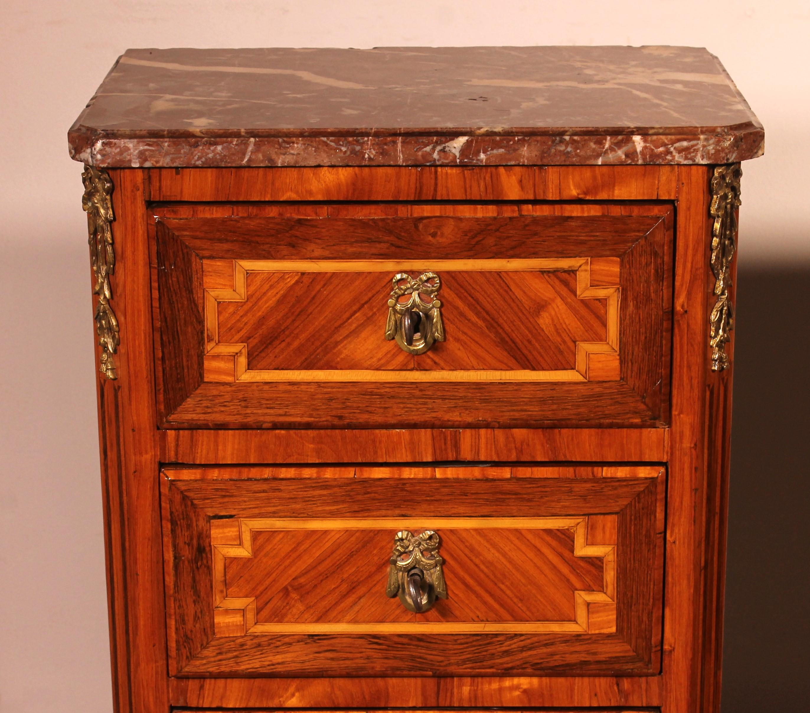 French Pair Of Marquetry Bedside Tables - 18th Century From France For Sale