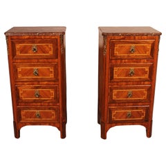 Antique Pair Of Marquetry Bedside Tables - 18th Century From France