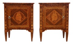 Pair of Marquetry Bedside Tables Cupboards