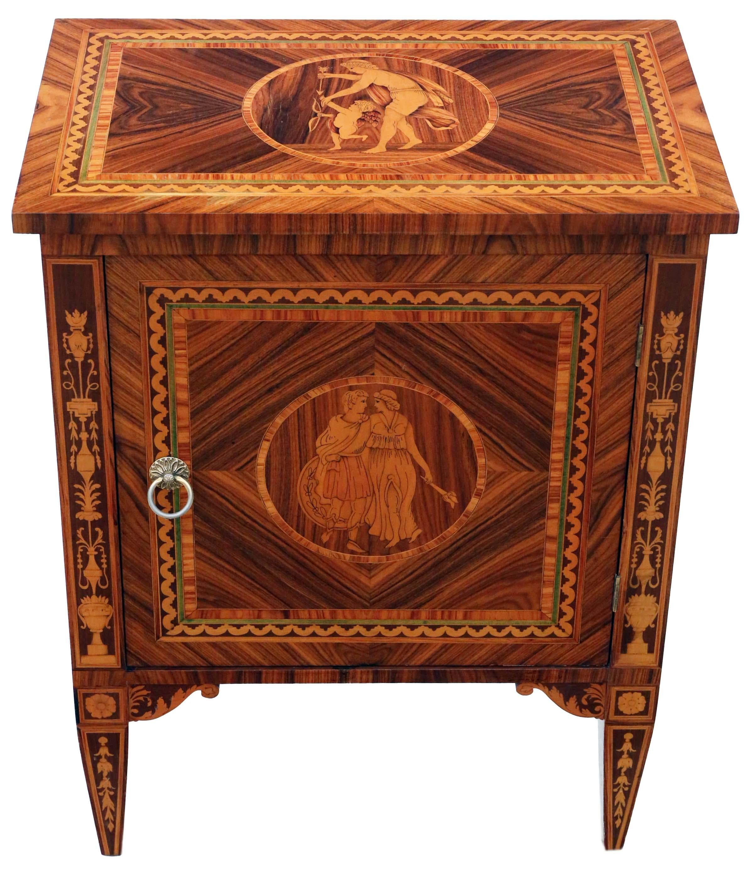Pair of Marquetry Bedside Tables Cupboards 1