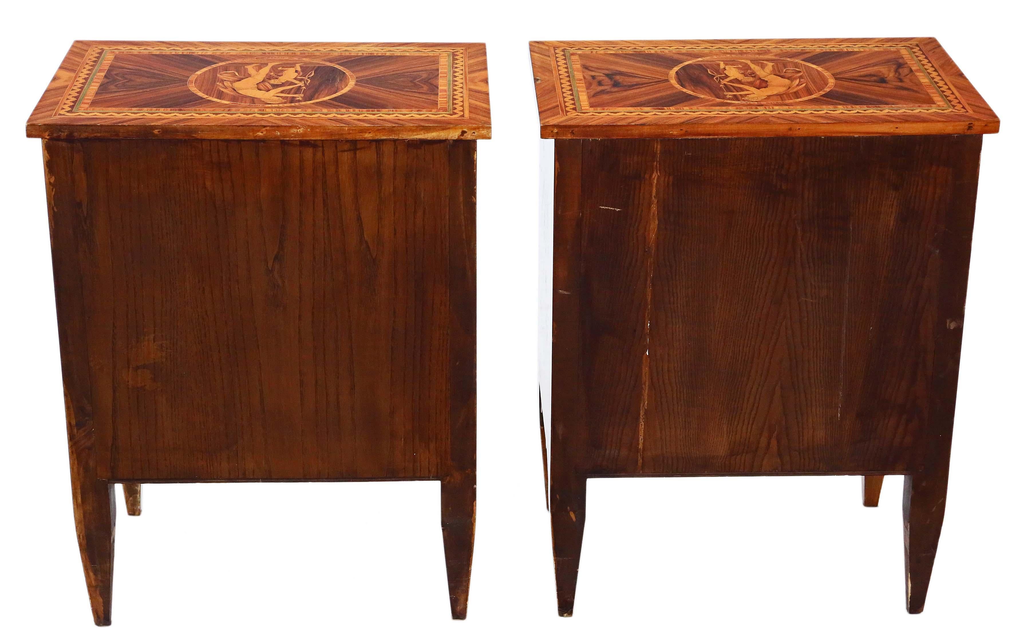 Pair of Marquetry Bedside Tables Cupboards 3