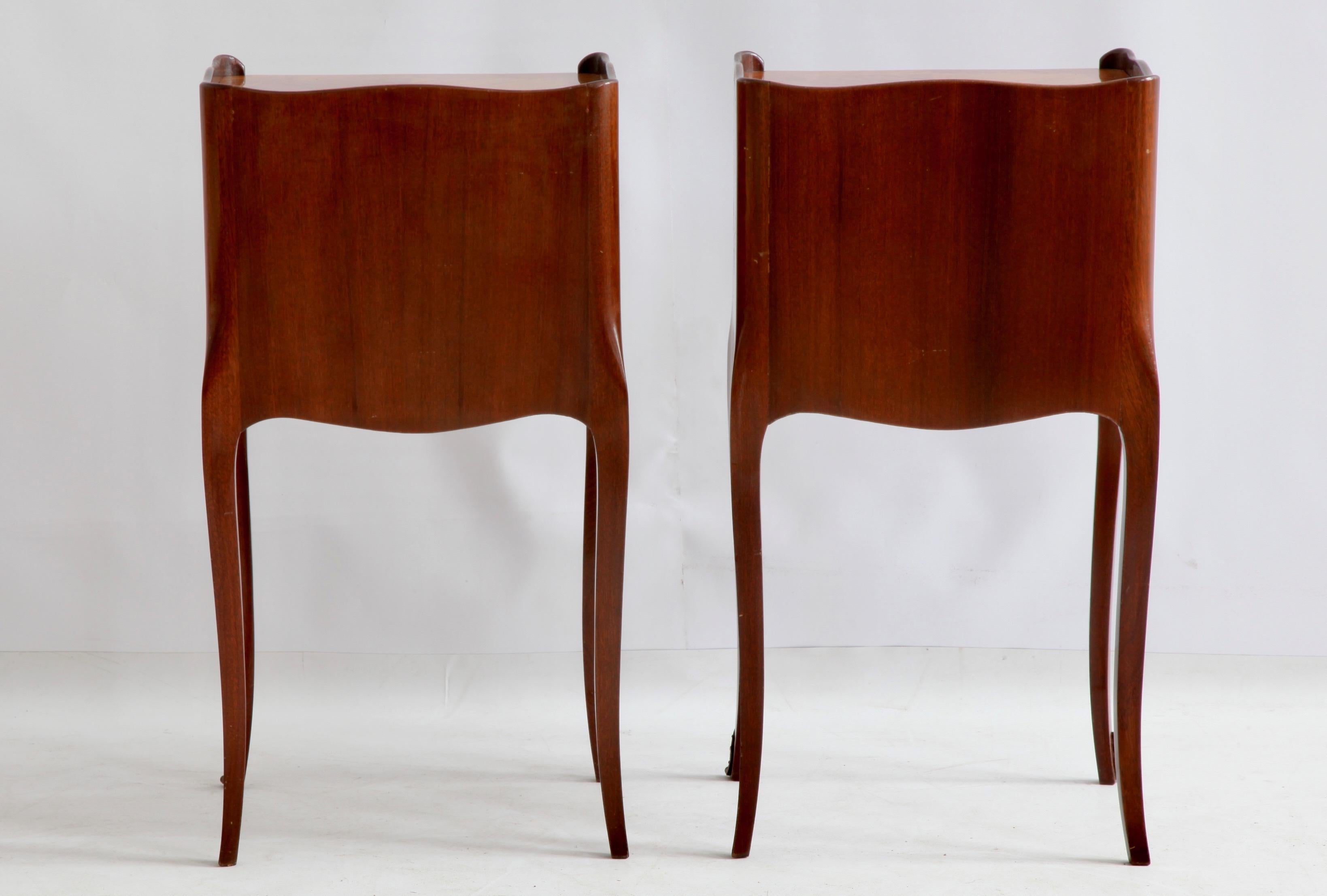 Pair of Marquetry Bedside Tables Louis XV Style 1