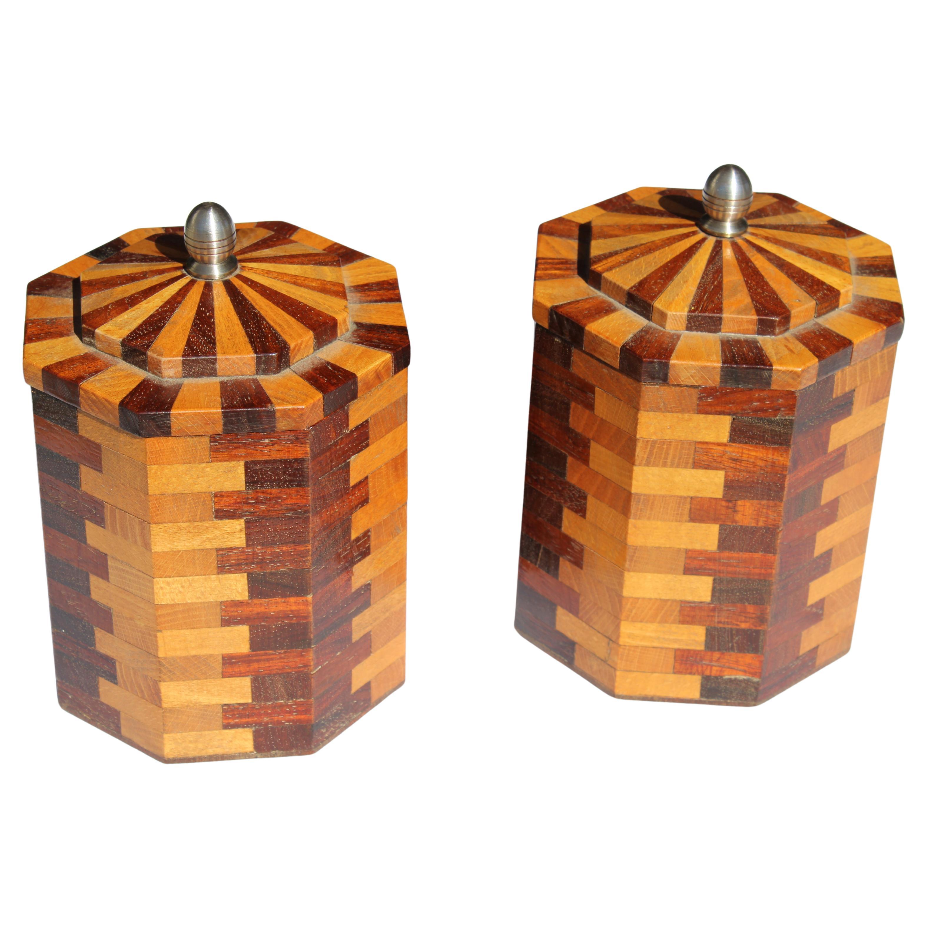 Pair of Marquetry Boxes For Sale