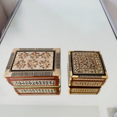 Pair of Marquetry Boxes with Mosaic Mother of Pearl Inlays, Middle East, c. 1960