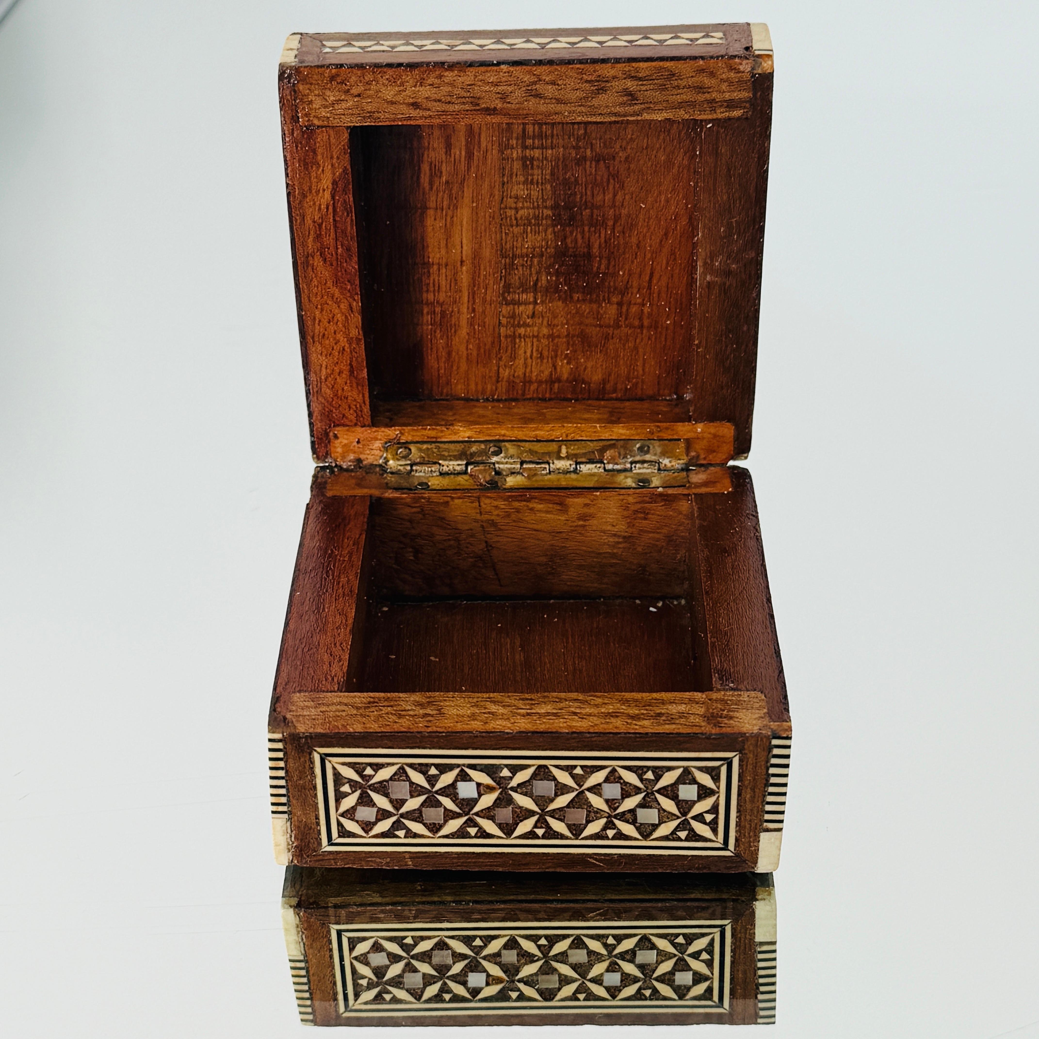 Mid-20th Century Pair of Marquetry Boxes with Mosaic Mother of Pearl Inlays, Middle East, c. 1960 For Sale
