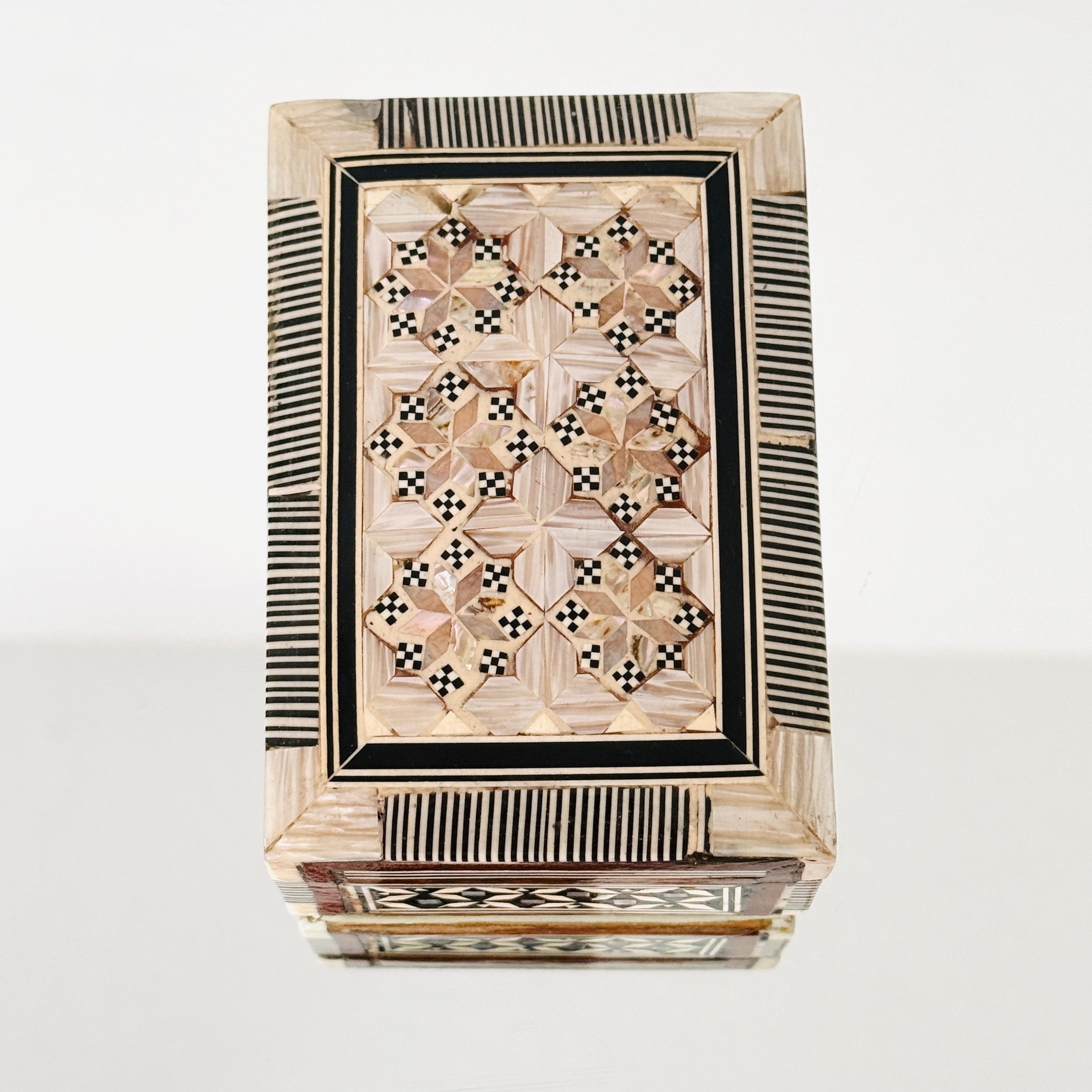 Pair of Marquetry Boxes with Mosaic Mother of Pearl Inlays, Middle East, c. 1960 For Sale 1