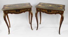 Pair of Marquetry Inlaid 19th C. Card Tables