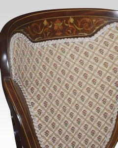 Pair of Marquetry Inlaid mahogany armchairs