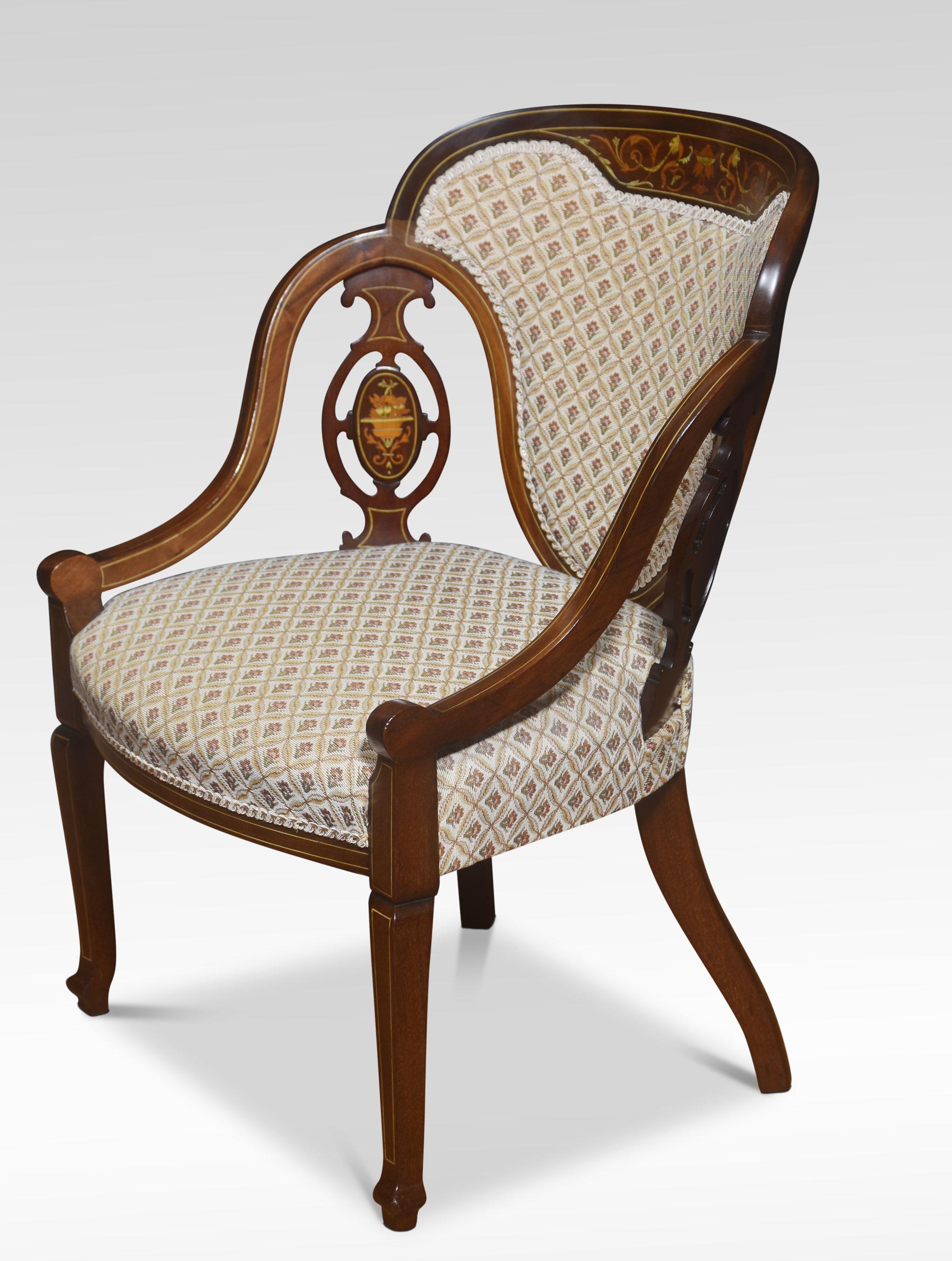 Paar Sessel aus Mahagoni mit Intarsien im Zustand „Gut“ im Angebot in Cheshire, GB