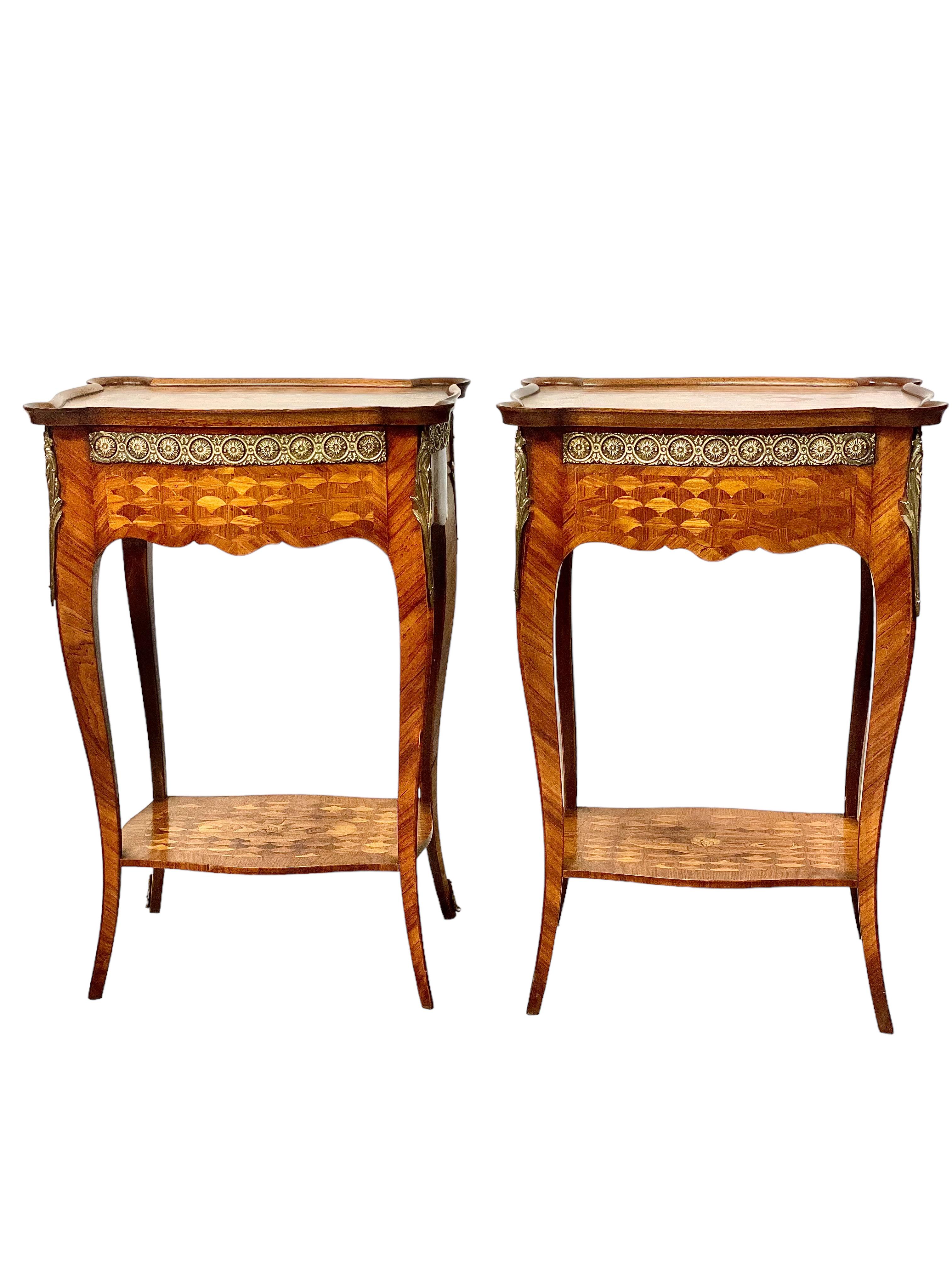 Pair of Antique Marquetry Inlaid Side Tables For Sale 2