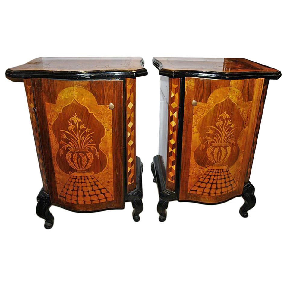 Pair of Marquetry Nightstands