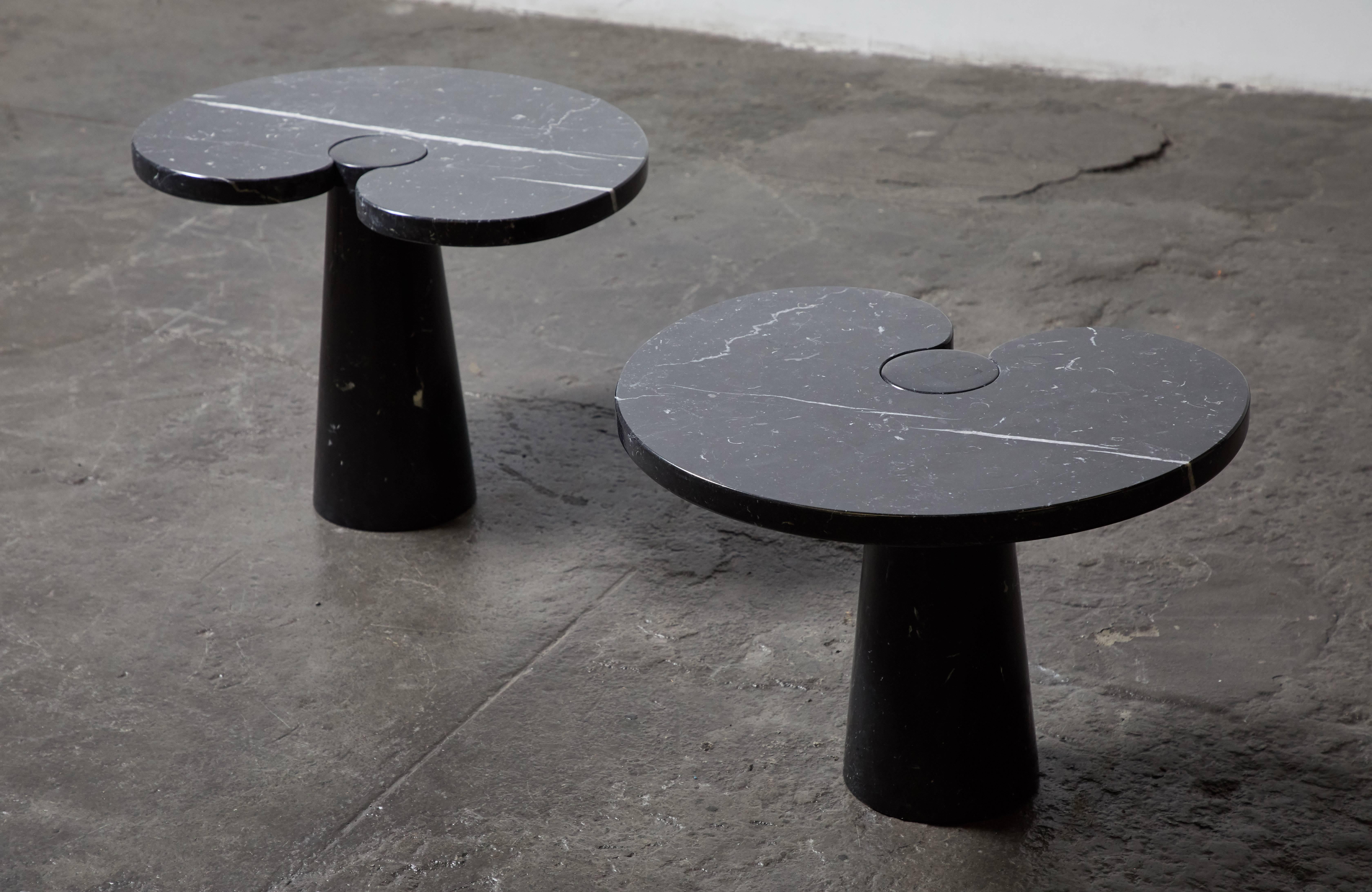 Late 20th Century Pair of Marquina Marble Eros Occasional Tables by Angelo Mangiarotti for Skipper