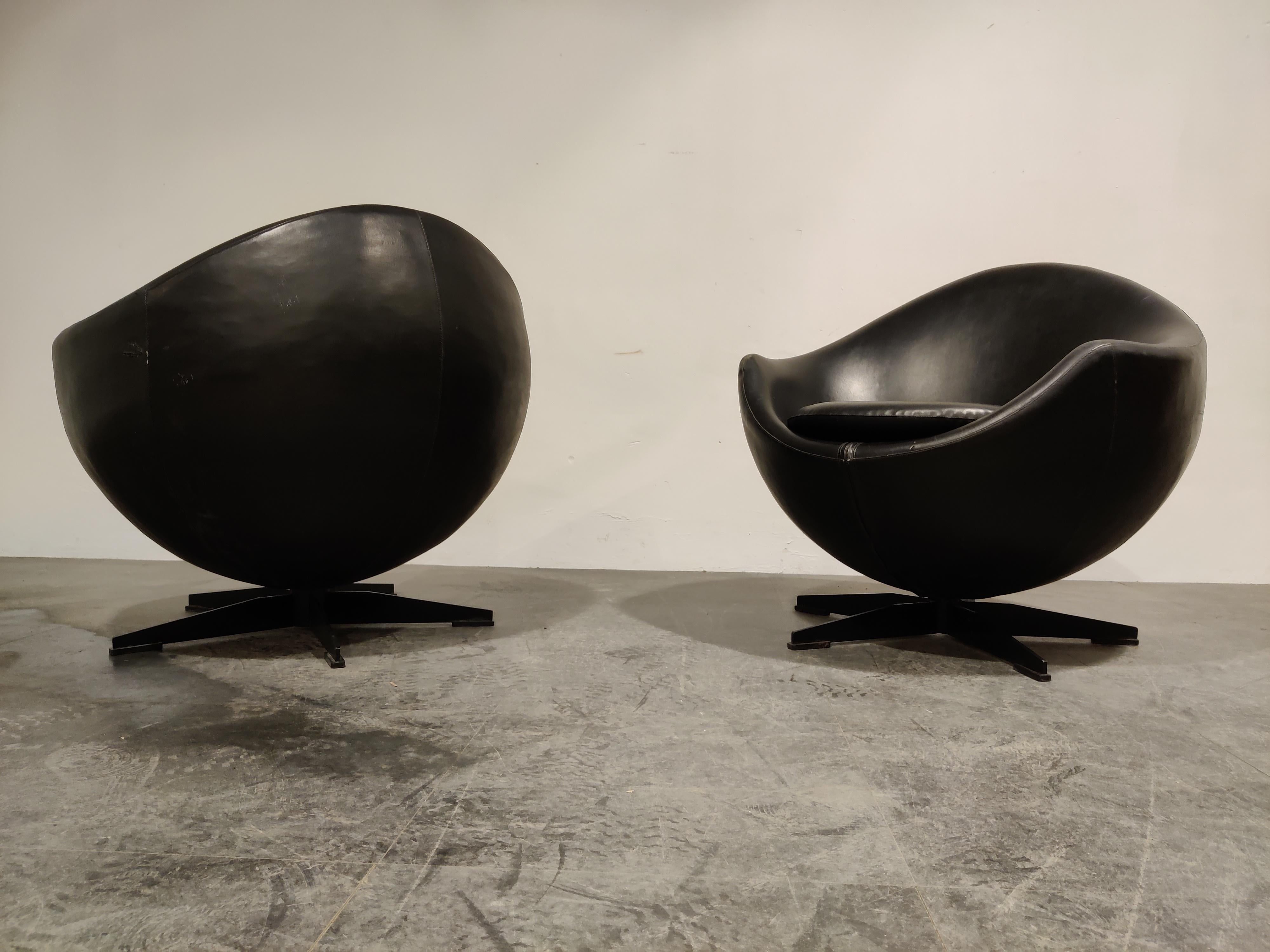 Faux Leather Pair of Mars Lounge Chairs by Pierre Guariche for Meurop, 1965