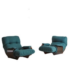 Vintage Pair of Marsala Chairs in Original Fabric by Michel Ducaroy for Lignet Roset