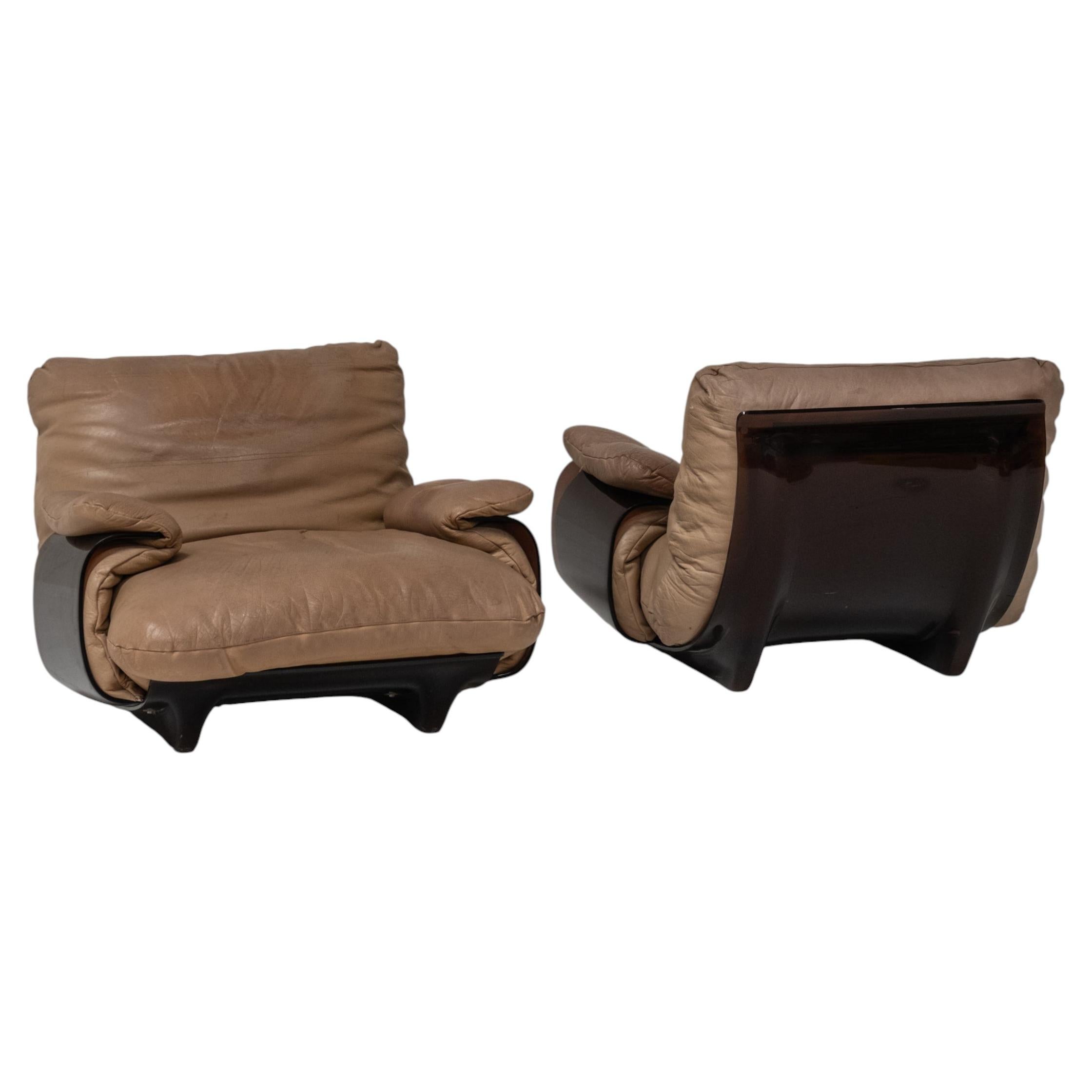 Pair of Marsala Lounge Chairs by Michel Ducaroy for Ligne Roset, France, 1970s