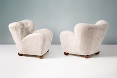 Pair of Marta Blomstedt 1930s Sheepskin Wing Chairs for The Hotel Aulanko