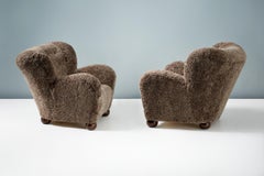 Pair of Marta Blomstedt 1930s Sheepskin Wing Chairs for the Hotel Aulanko