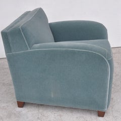 Pair of Martin Brattrud Blue Imperial Mohair Lounge Chairs