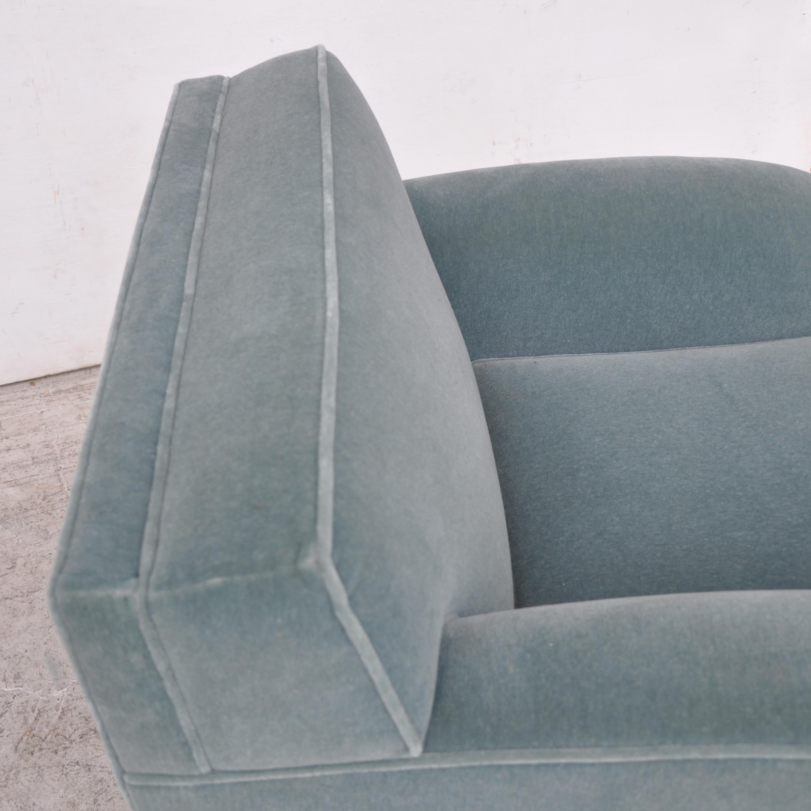 Contemporary Pair of Martin Brattrud Blue Imperial Mohair Lounge Chairs