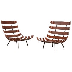 Pair of Martin Eisler and Carlo Hauner Costela Lounge Chairs, Italy, 1950s