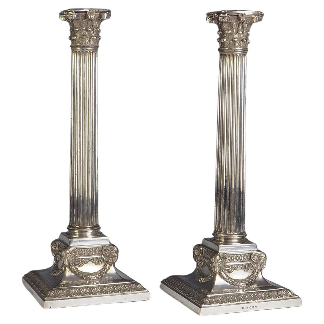 Pair of Martin Hall & Co Silver Plate Candlesticks c.1890 For Sale