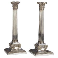 Antique Pair of Martin Hall & Co Silver Plate Candlesticks c.1890