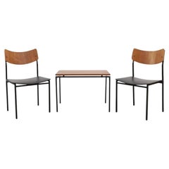Pair of Martin Visser Attributed Teak and Skai Side Chairs with Black Frames
