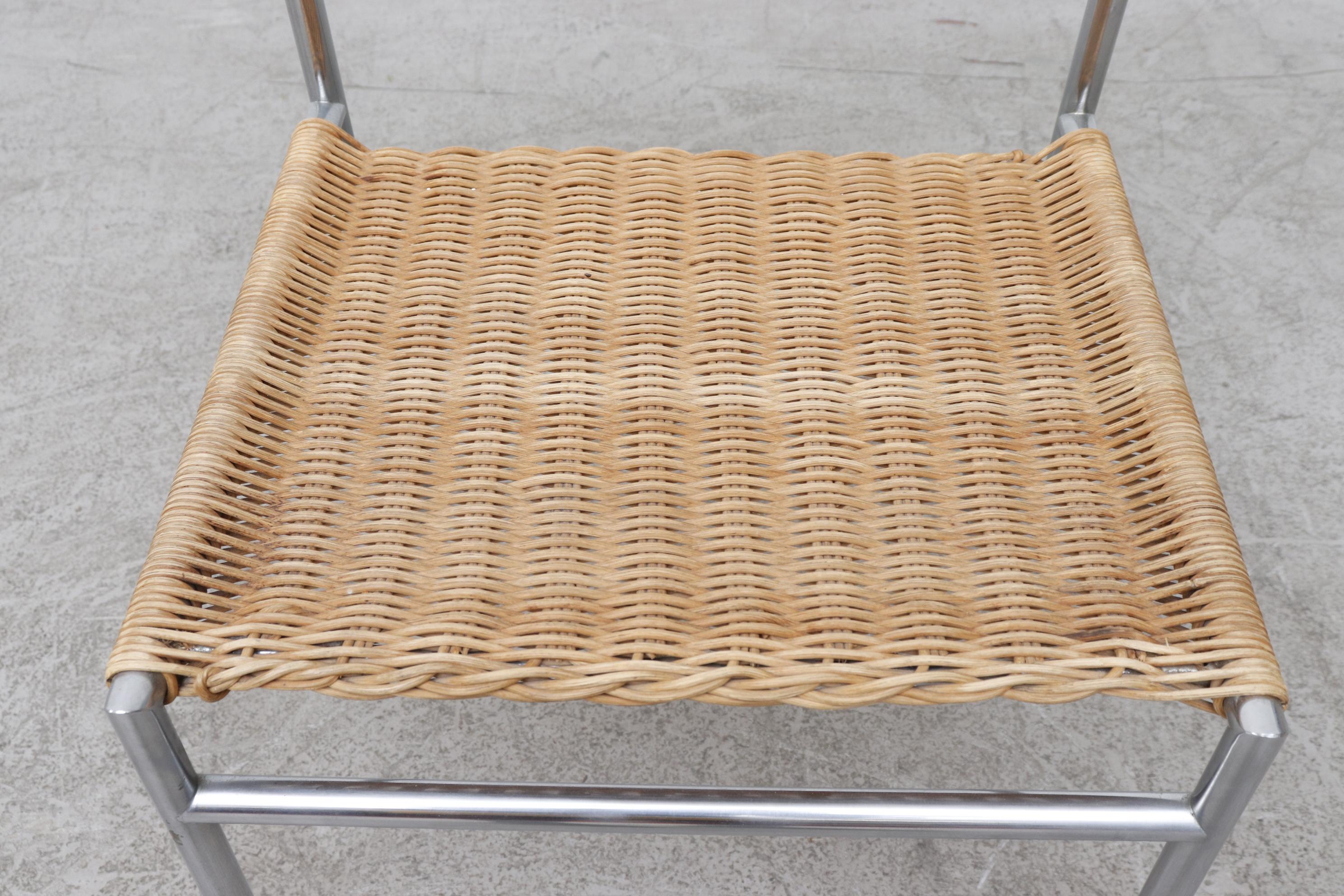 Pair of Martin Visser Chrome and Wicker Side Chairs for t'Spectrum 3
